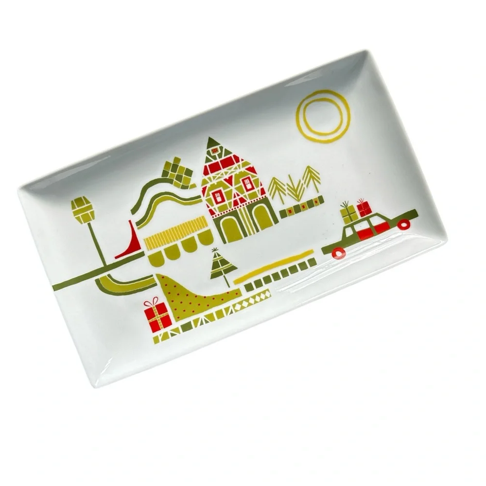 Crate & Barrel , NWT,Julia Rothman “Yule Town” Appetizer Mini Platter